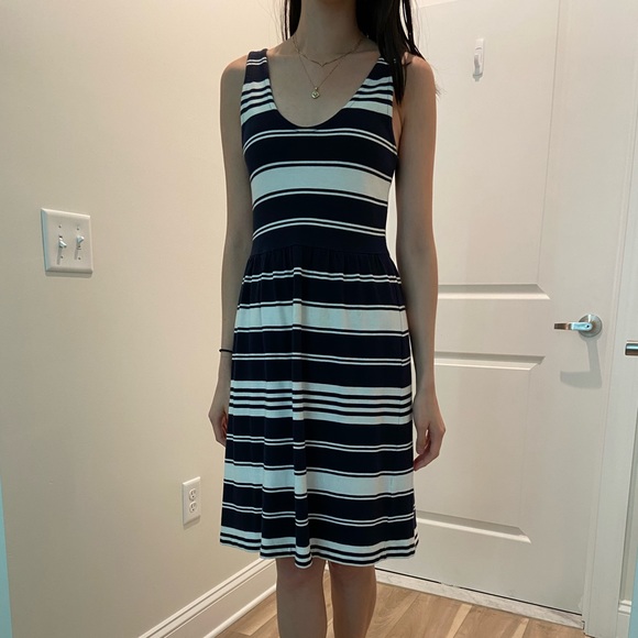 Vintage J Crew Navy Striped Dress XS - Picture 1 of 4